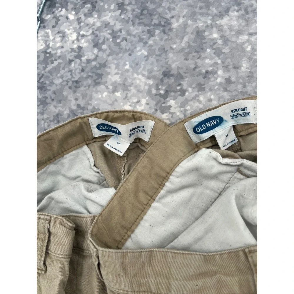 Old Navy Full Tilt Pants Bundle Kids 14 Khaki Olive Chino Cargo Jogger Good